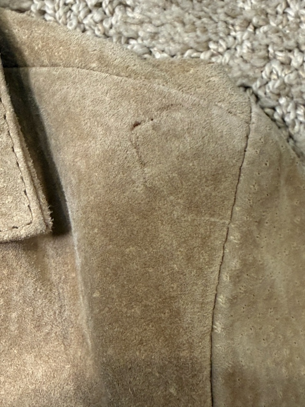 Wilsons Leather Women's Tan Suede Jacket with Leopard Trim Accents - Picture 9 of 9